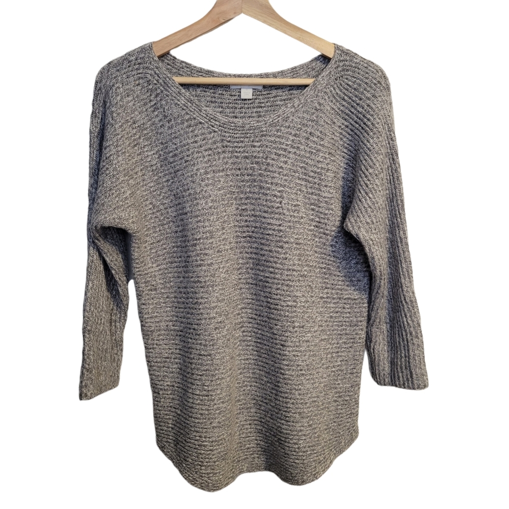 New York & Co Sweater Top M Dove Gray Horrizontal Ribbed Pullover Curvy Preppy